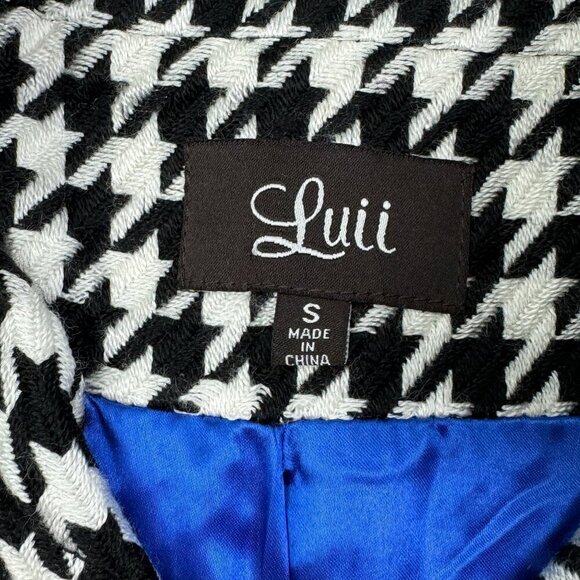 Luii Black/White Houndstooth Acrylic Belted Cape Jacket Women's Size Small - Picture 5 of 7